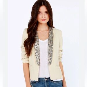 BB Dakota Belle Light Beige Sequin Blazer size 6